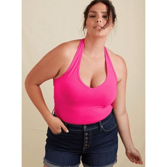 Torrid Hot Pink Glo Neon Halter Top 00 Medium 10 NWOT - Picture 5 of 7